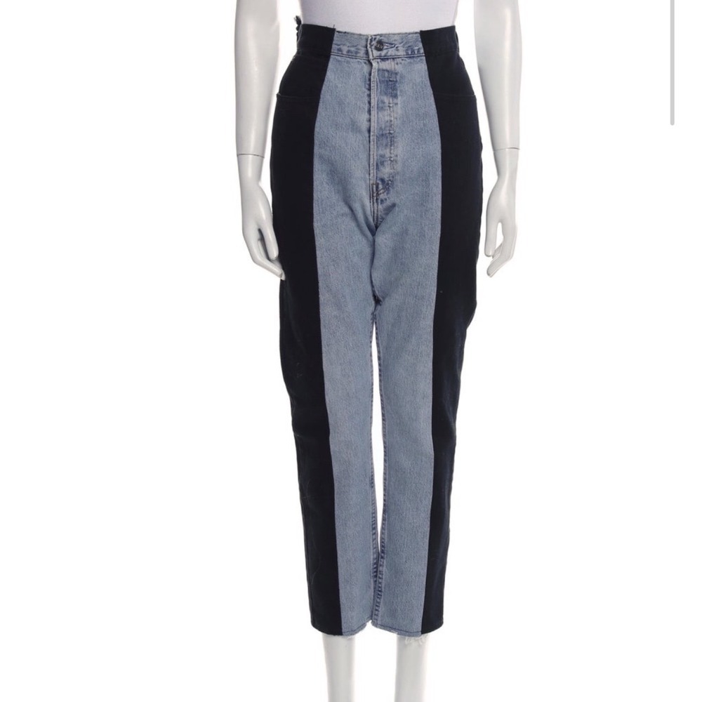 E.L.V. Denim Womens High-Rise Straight Leg Colorblock Jeans Black Blue Size M